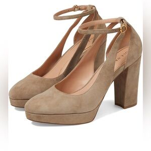 Cole Haan Irish Coffee Suede Remi Platform Ankle Strap Pump Size 9.5